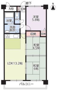 福山市不動産情報売マンションエバーグリーン日吉台間取り図面